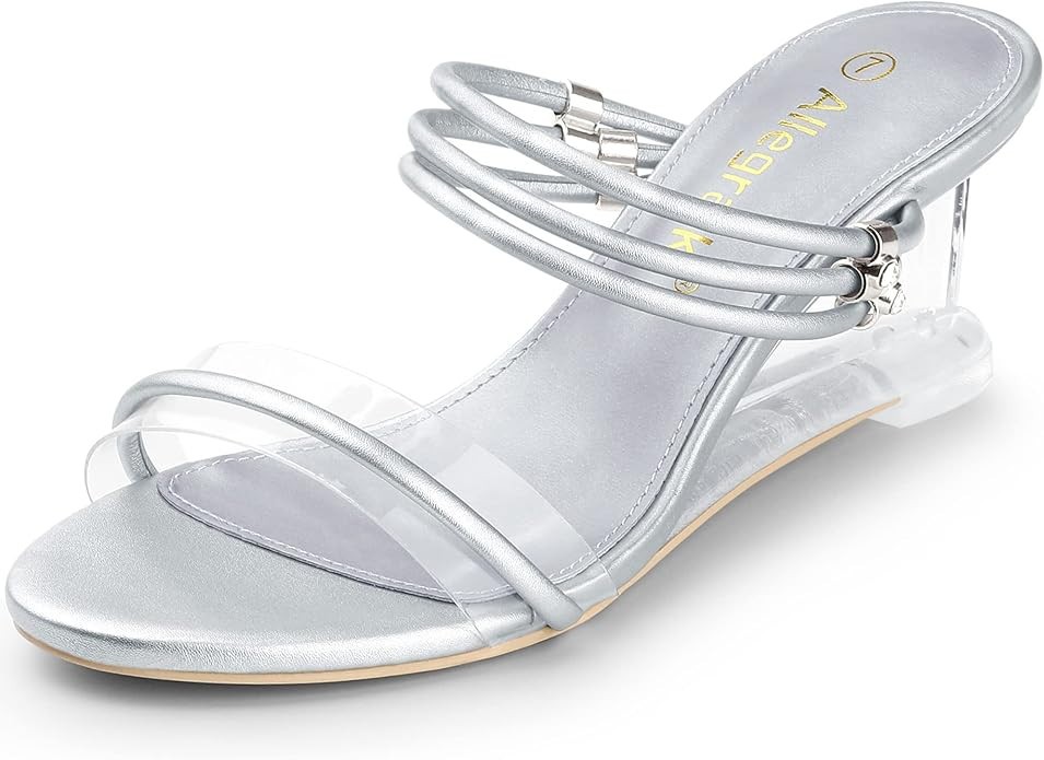 APL Sandali bassi argento zeppa tacco trasparente taglia 7 nuovi con scatola