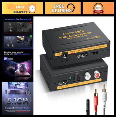4K HDMI Audio Extractor Splitter, 60Hz Converter with Optical Toslink & L/R Ster