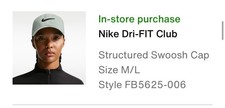 Nike Dri Fit Club Structured Swoosh Golf Cap Size M/L Mint Green FB5625 006 New