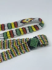2 West African Fulani Beaded Choker Necklace Duo Colorful Afro Beauty Handmade