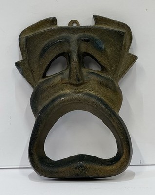 Vintage Mid Century Cast Metal Drama Tragedy Mask Wall Plaque