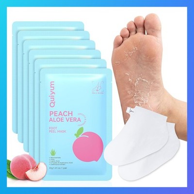 Peach Aloe Vera Exfoliating Foot Mask Peeling Masks 6 Pairs Masks