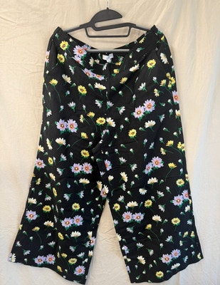 LOFT Brand Waist Floral Print Wide Leg Crop Pants Size Large