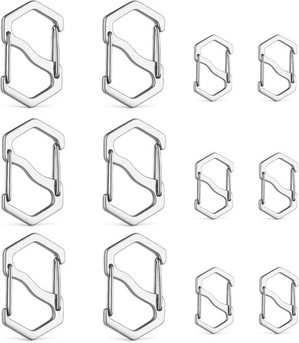 12pcs Double-Opening Stainless Steel Necklace Shortener Clasps - Small & Large J - product listing photo