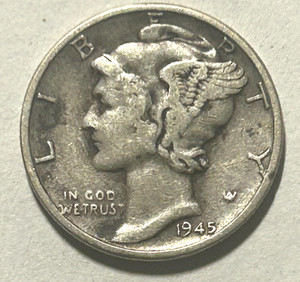 1945 MERCURY DIME - 90% SILVER - FAST FREE SHIPPING