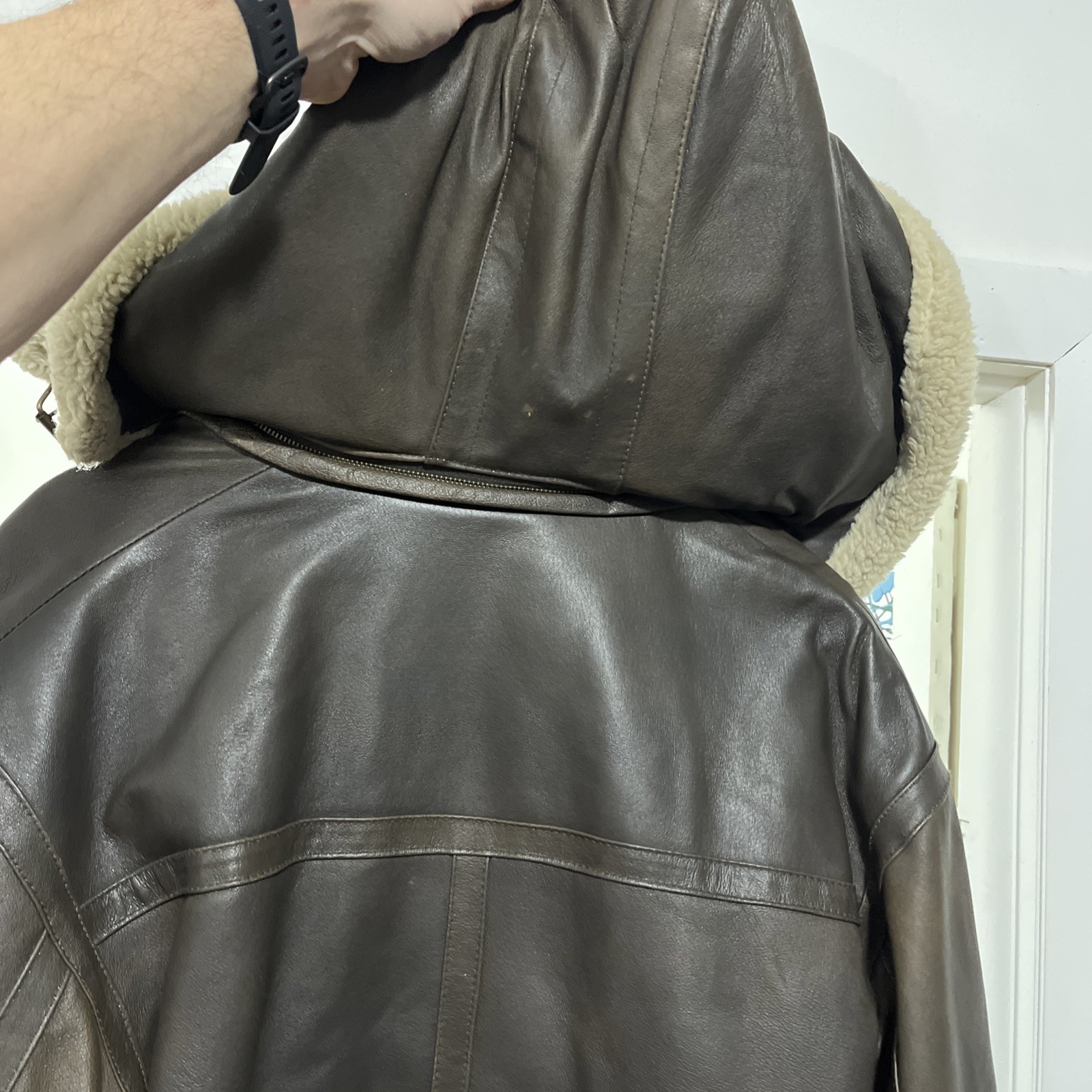 Vintage B3 Aviator Bomber Jacket Brown Genuine Wilson Leather Mens Large image 8