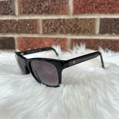 Gucci Black Fram Green and Red Striped Side Bio Based Sunglasses