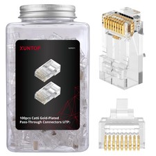 100 PCS RJ45 Connectors for Cat6 Cat5 Cat5e Pass Through Fits 23/24 AWG UTP
