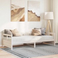 Tagesbett Massivholz Kiefer Weiß 80X200 Cm Mit Matratze