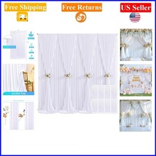 8-Pack White Wrinkle-Free Backdrop Curtains 40ft x 10ft for Parties  Events