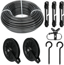 Outdoor Clothesline Kit, Black Clothes Line Pulley Kit Heavy Duty