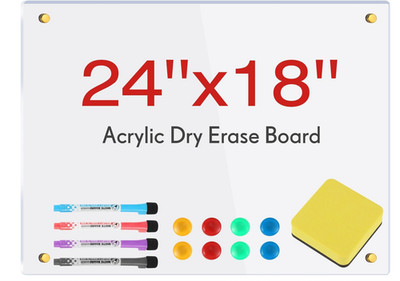 Patelai 18''x24''Clear Acrylic Dry Erase Board for Wall Mount Non Magnetic Float