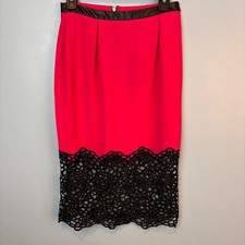 Dance Marvel Hot Pink Black Lace Pencil Skirt Medium Whimsigoth Coquette