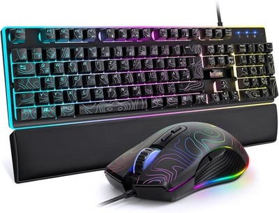 RedThunder K10 Kabelloses Gaming Tastatur und Maus Set, QWERTZ DE Layout