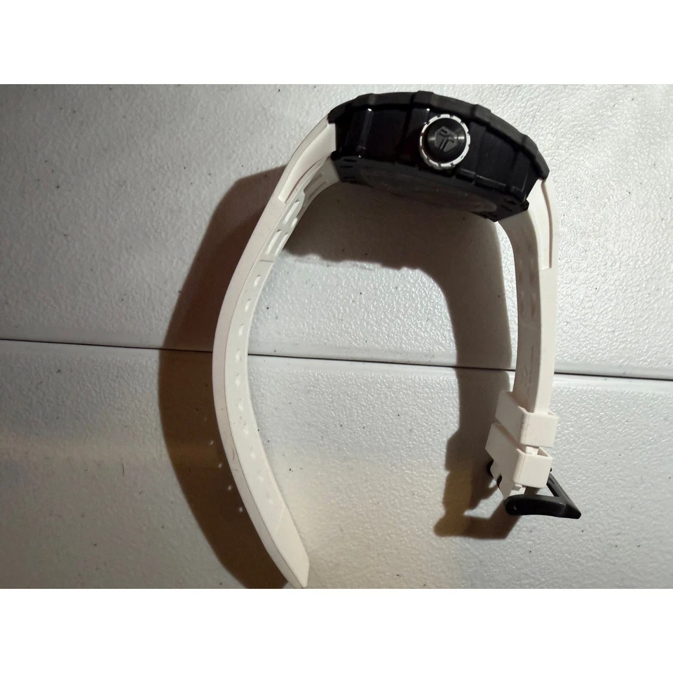 Reloj Automático TSAR BOMBA Esqueleto Correa de Goma Blanca Para Hombre TB8208C Foto 4 de 4