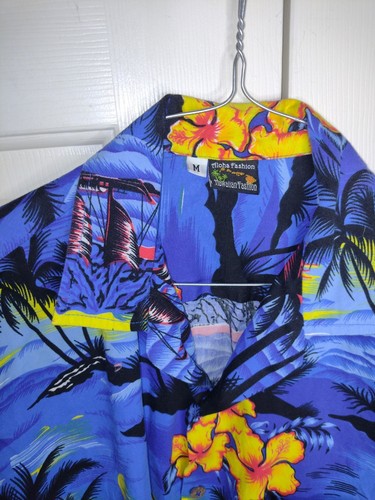 Aloha Fashion High End Hawaiian Short Sleeve Surf Camp Shirt Men's Medium M - Picture 3 of 4