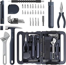 HOTO 40-Piece Tool Kit, Household Essentials tool set w/Smart Electric Black