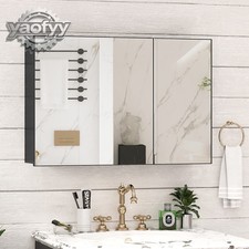 31.5'' New Bathroom Medicine Cabinet Wall Mounted Mirror Cabinet Storage Black