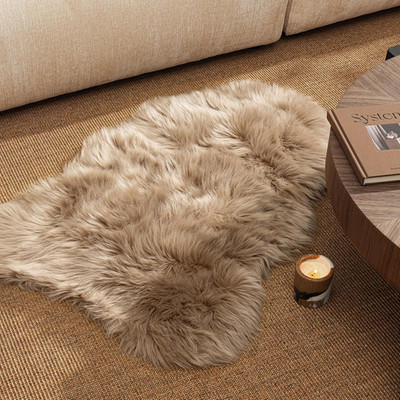 Ashler Faux Fur Rug, Beige Area Rugs, Fluffy Sheepskin Fur Rug, Fuzzy Ultra Soft