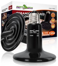 REPTI ZOO 150W Reptile Heat Lamp 2Pack Ceramic Emitter Night Black