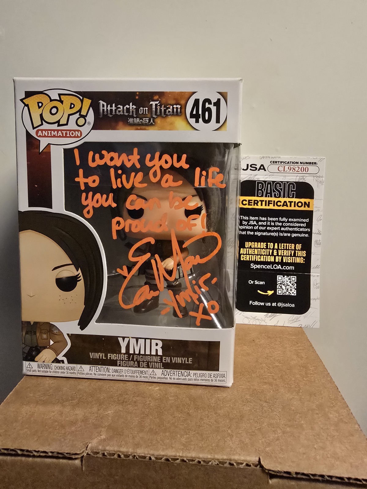 Funko Pop! Animation Attack on Titan Ymir #461 Signed Figure JSA Certified