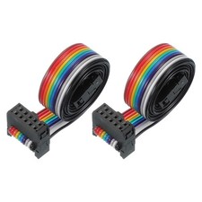 10 Pin IDC Connector Flat Ribbon Cable 2.54mm Pitch Length 500mm Wide 12mm 2Pcs