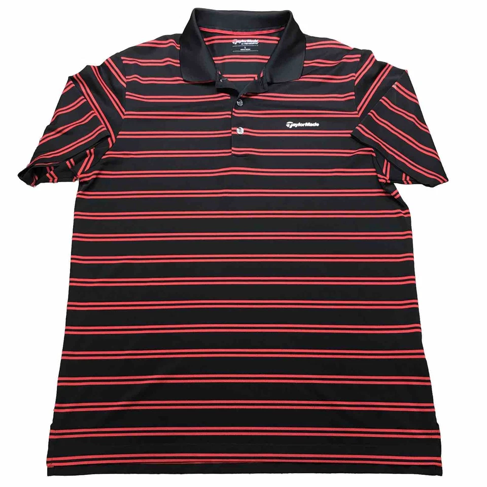 Camisa Polo TaylorMade by Ashworth Roja/Negro Rayas Elastizada Hombres Golf Talla Grande Foto 2 de 4