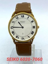 SEIKO 6020-7060 Vintage Quartz Watch Gold Case Excellent Condition