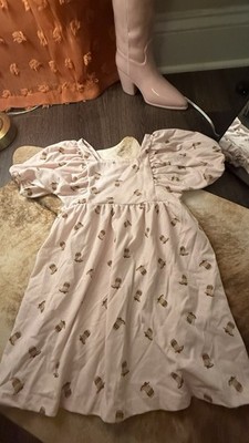 BoutiqueBlossom Bird Girls Western Cowgirl A-Line Boots Puff Sleeve Dress Pink 6
