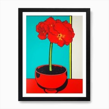 Blume Amaryllis Vase Pop Art Art gerahmt Wandbild Poster Leinwanddruck Bild