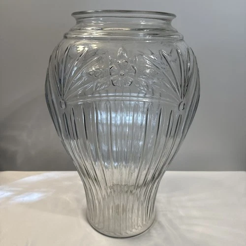 Vintage Anchor Hocking Clear Glass Umbrella/Cane Holder or Vase 16” tall