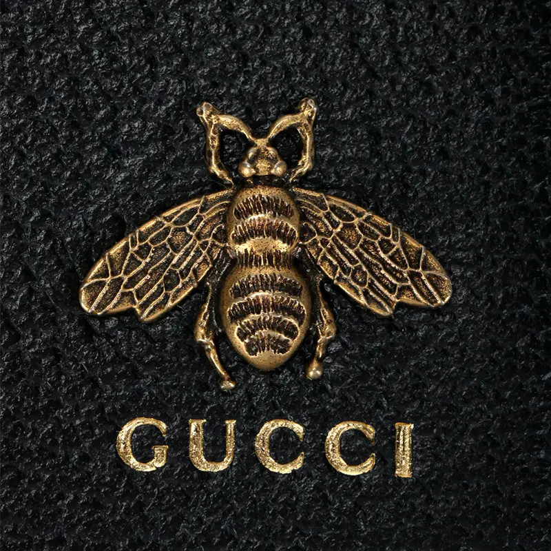 Gucci Metal Bee Decorative Hot Stamped Logo Double Fold Wallet