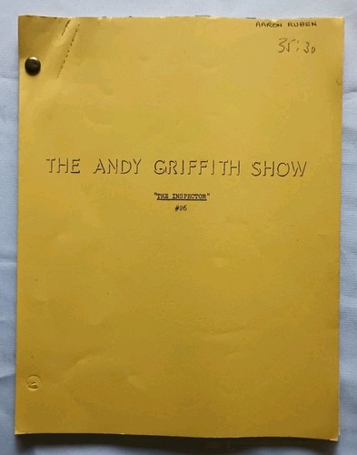 Original ANDY GRIFFITH SHOW TV SCRIPT 'The Inspector' with Handwritten ...