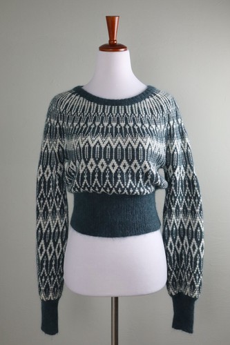 INTERMIX $288 Soft Knit Cashmere Wool Mohair Fair Isle Sweater Top Size Small