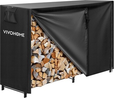 VIVOHOME 1,5m Kaminholzregal mit Abdeckung strapazierfähig - Holz-Regal, Outdoor