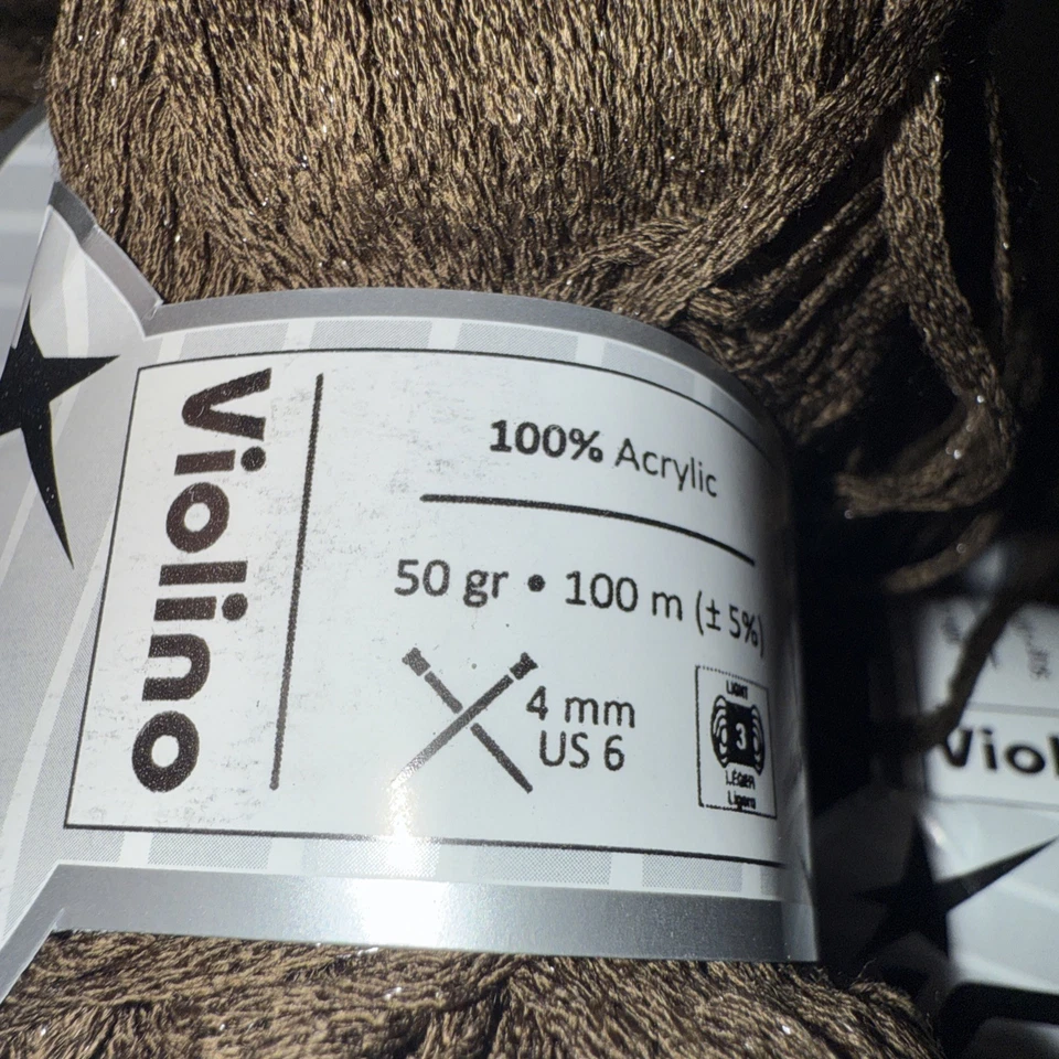 8 Pack Of Ice Yarns Violino Ice Yarns Brown Ribbon Yarn 50gr 109yd Each Skein - Image 2 of 3