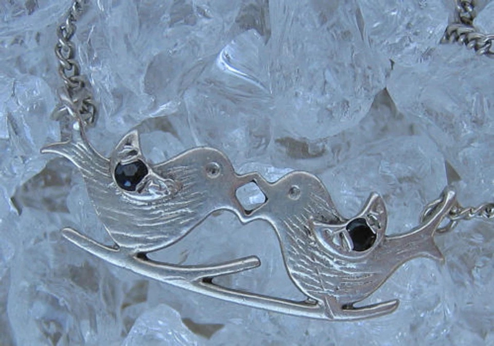 nice☺Vogel Vögelchen Silber Schmuck in aus Silber Kette Collier Chain with Birds