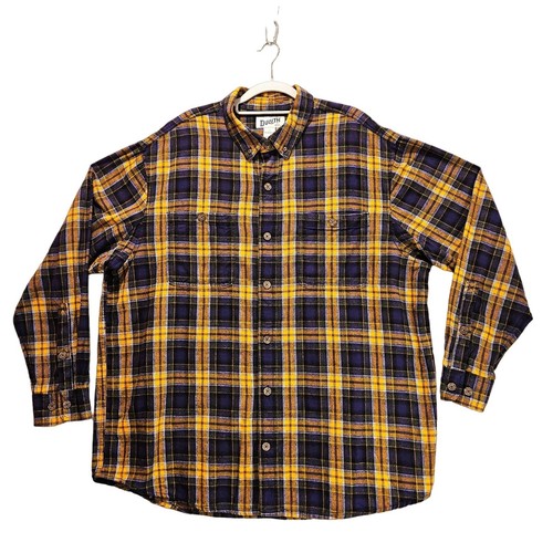 Duluth Trading Co Flannnel Button down Mens XL purple plaid loose gusset work