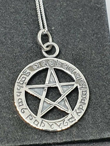 Elfin Pentacle Pendant Theban Spell Wording 925 Sterling Silver Jewellery & Box - Picture 6 of 12