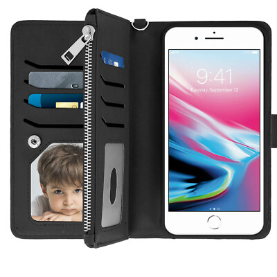 IPHONE 6 Plus/6S Plus / 7 / 8 Removable Wallet Case - Black