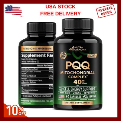 PQQ 40 Mg - PQQ with Coq10 Supplement - Mitochondria Biogenesis & Cellular Energ