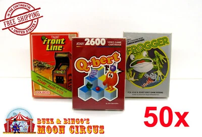 DR. RETRO 50X CLEAR PLASTIC PROTECTIVE BOX SLEEVE FOR STANDARD ATARI 2600 GAMES (SIZE A)