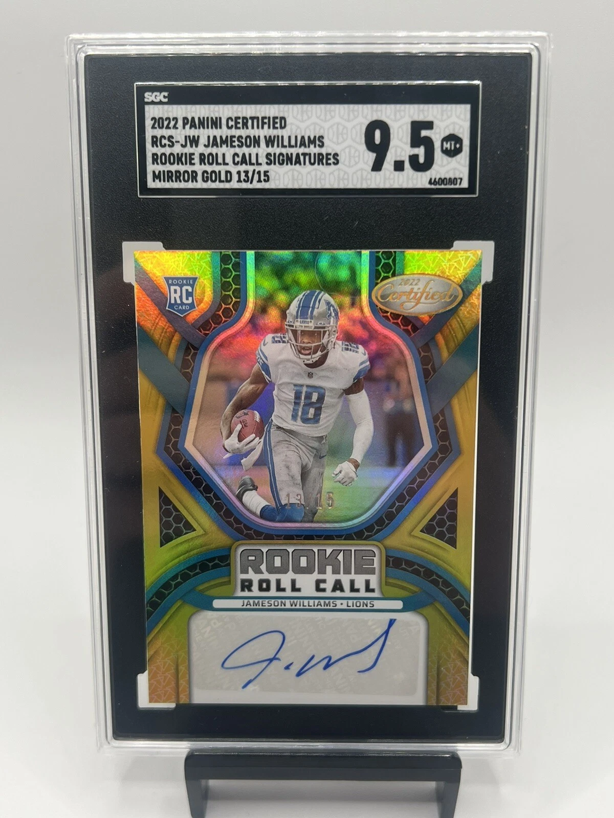 Jameson Williams Panini Certified Rookie Roll Call Signatures #RCSJW Mirror Gold