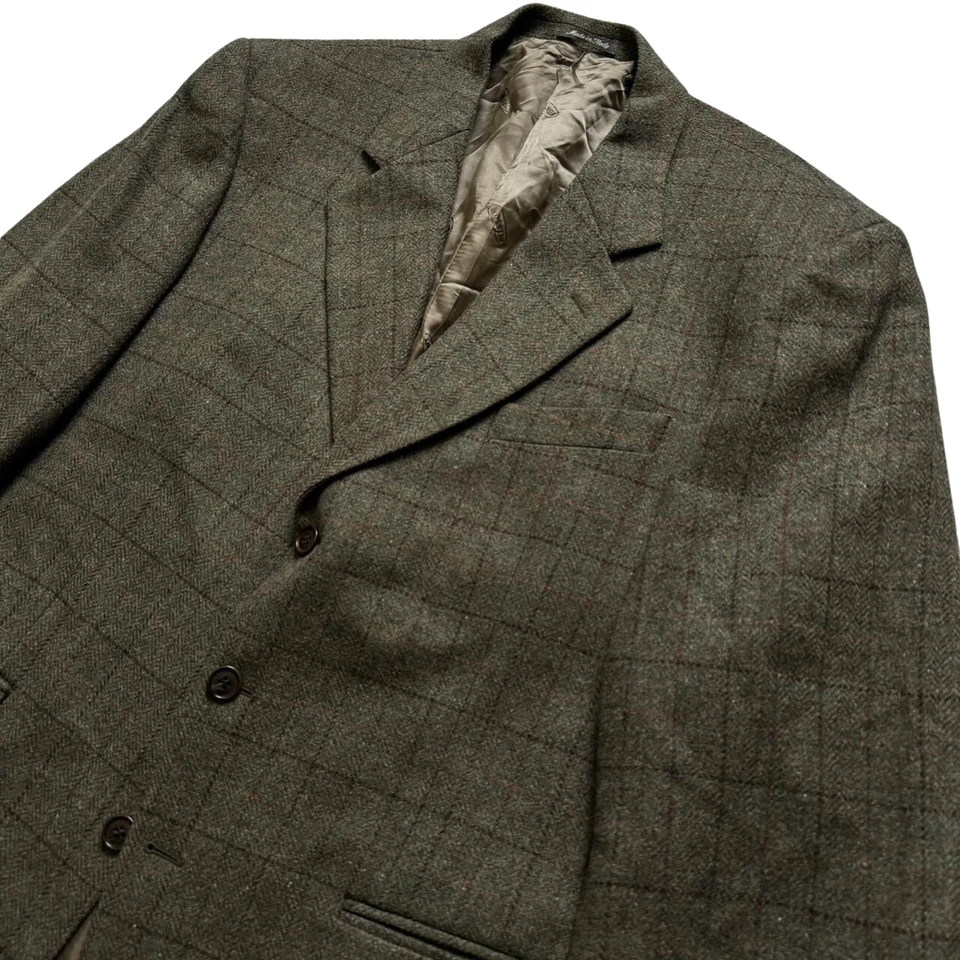 Chaqueta Blazer Deportiva Vintage Años 90 Para Hombre Missoni Uomo Lana Caqui Tres Botones A Cuadros Foto 2 de 4