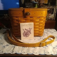 New Longaberger 18210 Shoulder Purse Basket with Green Liner Protector