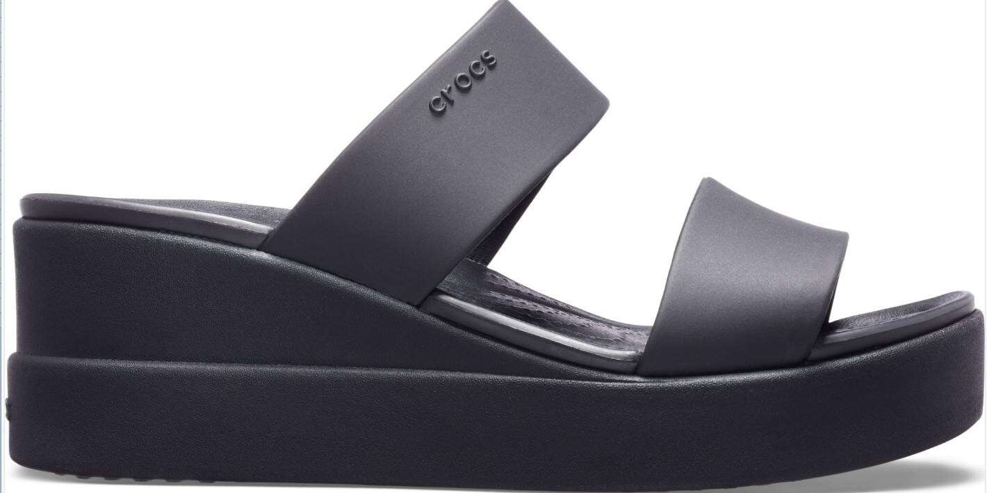 Crocs Brooklyn Mid Wedge Womens Size 11 Black Comfort Style 206219-image