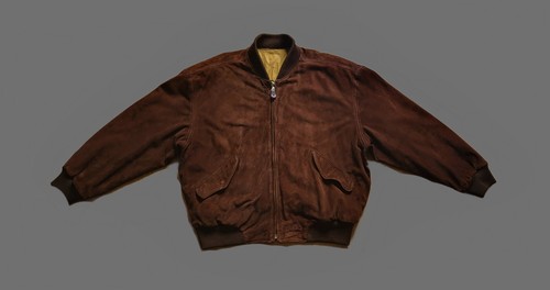 Vintage HUGO Boss Lederjacke 1989 L XL Ziegenleder Velours Dunkelbraun Italy - Bild 3 von 13