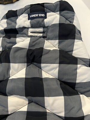Lands' End PET Dog Coat Black/White Checkered Reflective Size