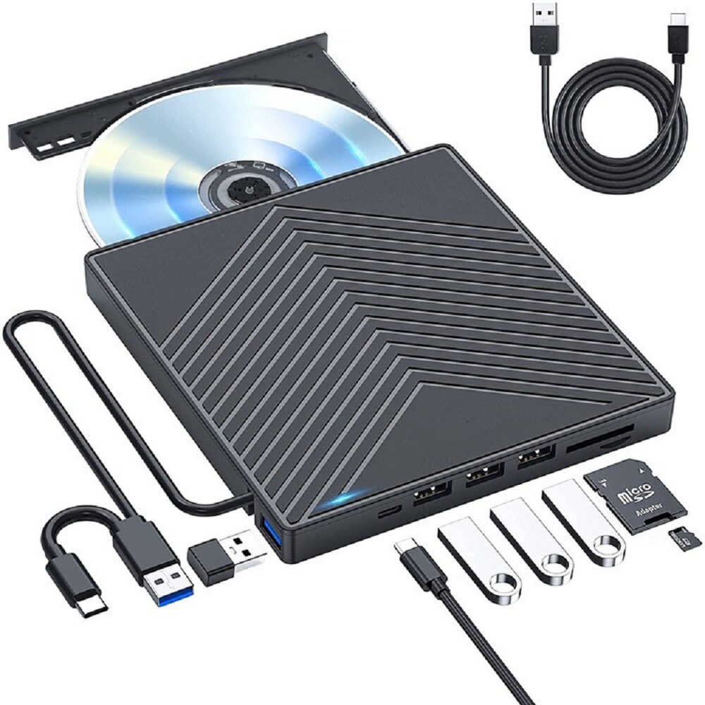 External CD DVD Drive for PC Laptop Windows 11 10 USB 3.0 Burner Reader Writer