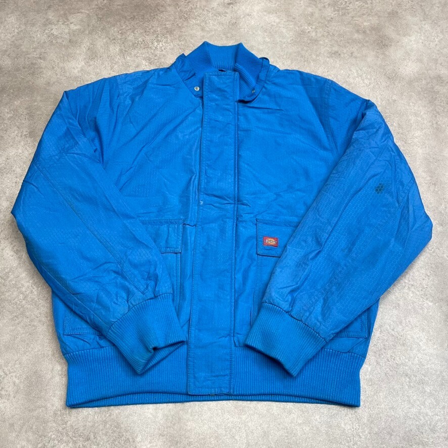 Dickies Mens Large Blue Bomber Jacket Quilt Lined Work Coat Full Zip-image